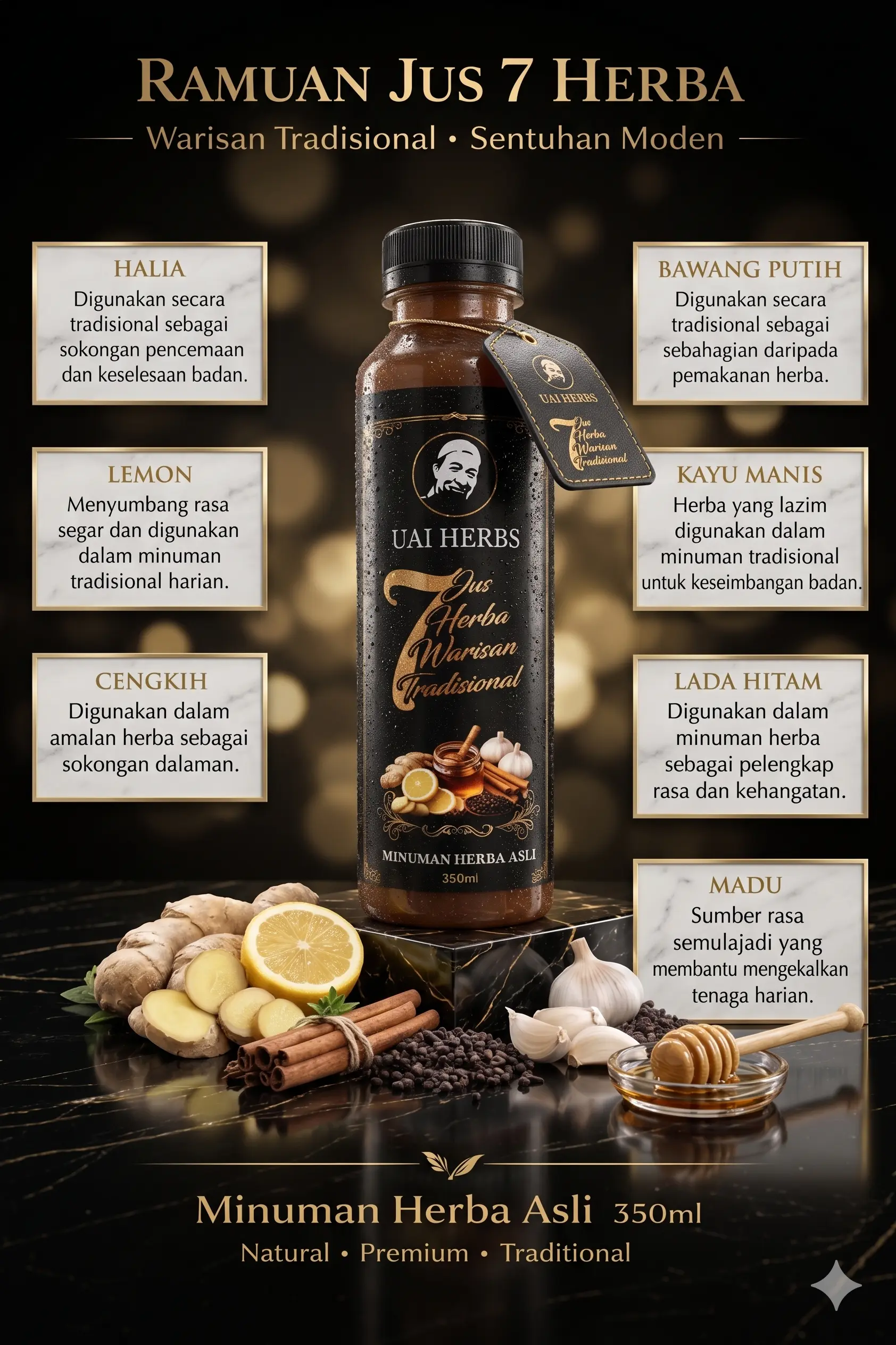 Ramuan tujuh herba dalam Jus UAI Herbs