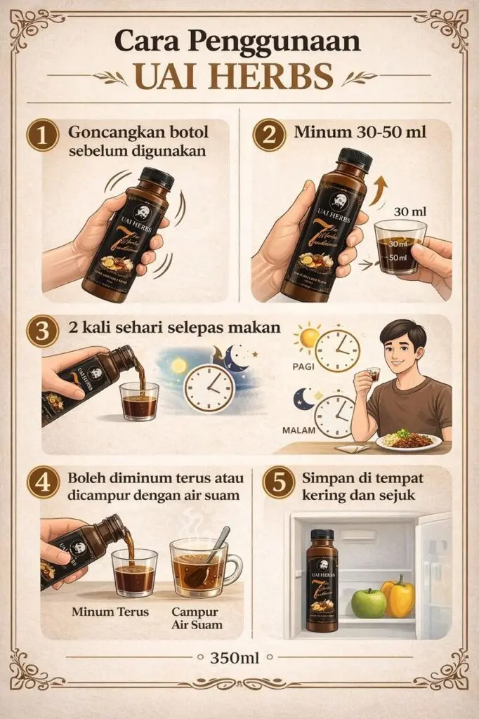 Panduan cara penggunaan Jus UAI Herbs