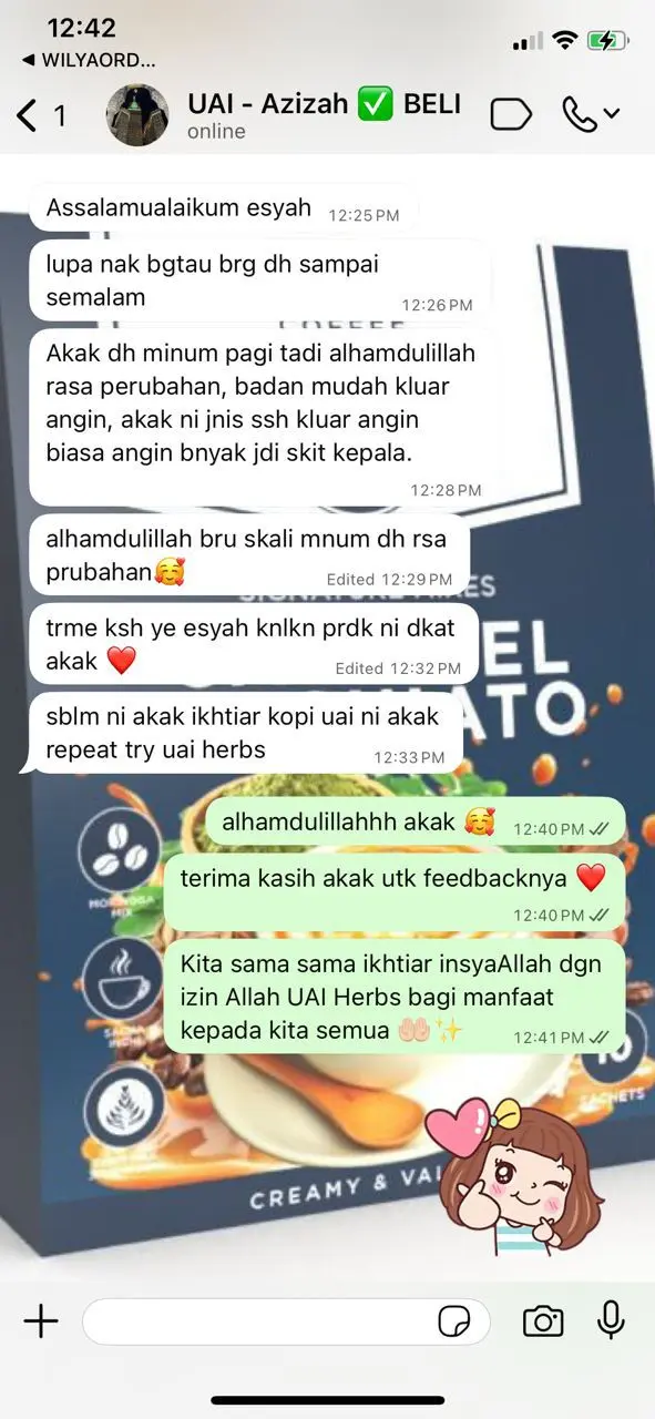 Maklum balas pelanggan Jus UAI Herbs 6