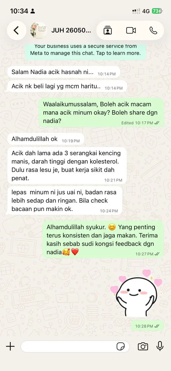 Maklum balas pelanggan Jus UAI Herbs 3