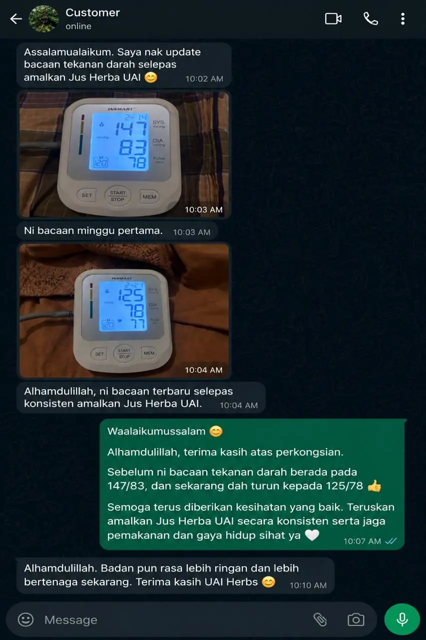 Maklum balas pelanggan Jus UAI Herbs 4